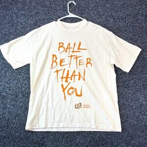 Playa Society Ball Better Than You Graphic Print White Crew Neck T-Shirt L